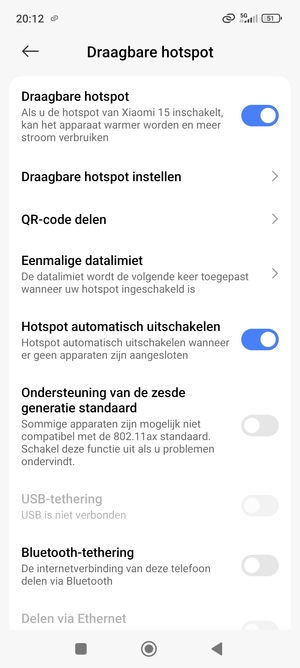 Uw telefoon is nu geïnstalleerd voor gebruik als modem
