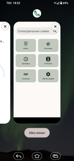 Selecteer Alles wissen om alle actieve apps te sluiten
