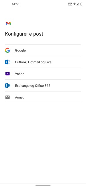 Velg Exchange og Office 365