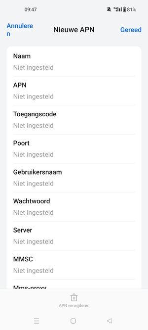 Voer internetgegevens in