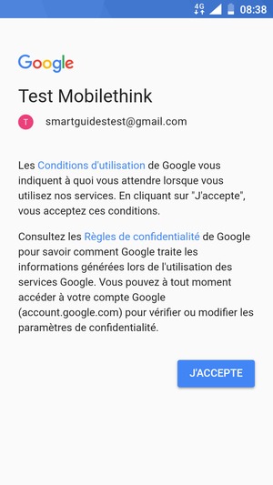 Sélectionnez J'ACCEPTE