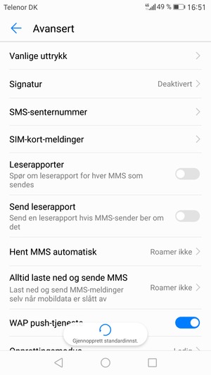 Velg SMS-senternummer