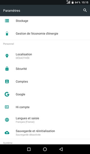 Faites défiler et sélectionnez Sécurité