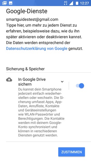 Wählen Sie ZUSTIMMEN