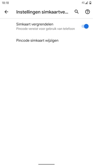 Selecteer Pincode simkaart wijzigen
