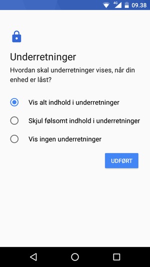 Vælg din foretrukne mulighed og vælg UDFØRT