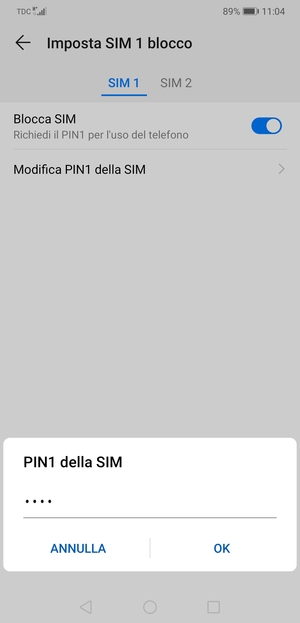 Inserisci PIN della SIM attuale e seleziona OK
