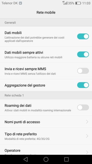 Scorri fino a Rete scheda 1 o Rete scheda 2 e seleziona Nomi punti di accesso