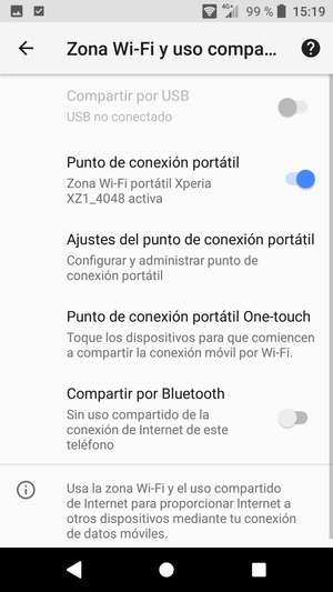 El teléfono ha sido configurado para su uso como módem