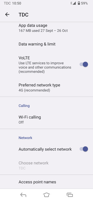 Scroll to and select Access point names