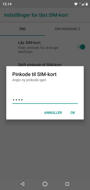 Bekræft din nye pinkode til SIM-kort og vælg OK