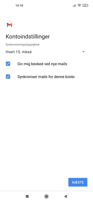 Vælg NÆSTE