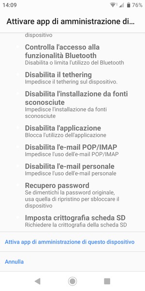 Scorri verso il basso e seleziona Attiva app di amministrazione di questo dispositivo