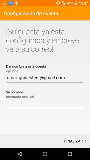 Déle a su cuenta un nombre y escriba su nombre. Seleccione FINALIZAR