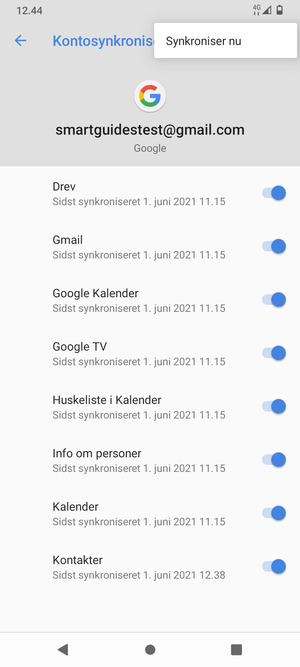 Vælg Synkroniser nu