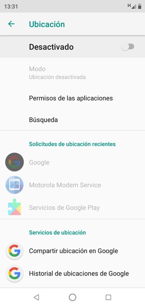 Desactive Ubicación