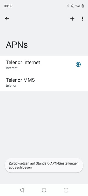 Ihr Handy wird auf Standard-Einstellungen für Internet und MMS zurückgestellt