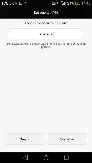 Enter a Backup PIN and select Continue