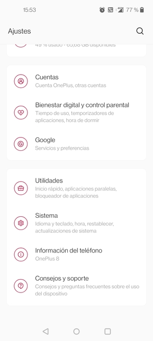 Desplácese y seleccione Sistema