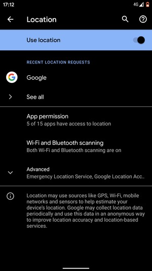 Turn off Use location