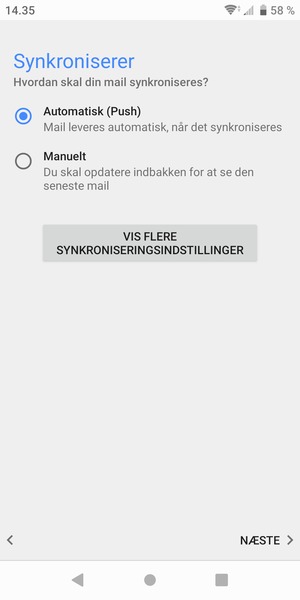 Vælg din foretrukne mulighed og vælg NÆSTE