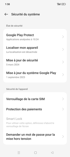 Sélectionnez Verrouillage de la carte SIM