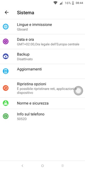 Seleziona Backup