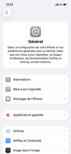 Sélectionnez Mise à jour logicielle