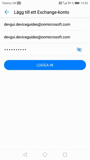 Ange din e-postadress, användarnamn och lösenord. Välj LOGGA IN