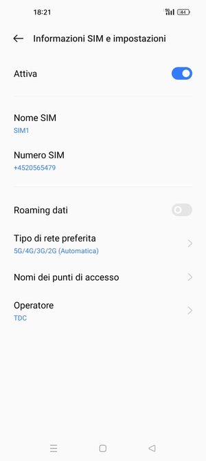 Seleziona Tipo di rete preferito