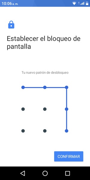 Dibuje de nuevo el patrón de desbloqueo y seleccione CONFIRMAR