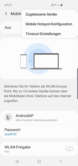 Wählen Sie Mobile Hotspot-Konfiguration
