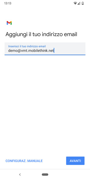 Inserisci il tuo indirizzo email e seleziona AVANTI