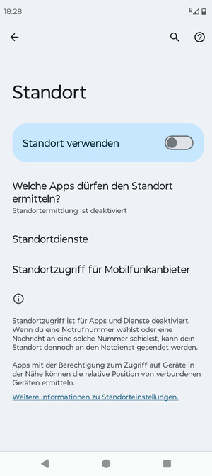 Schalten Sie Standort verwenden aus