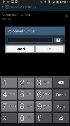Enter the Voicemail number and select OK