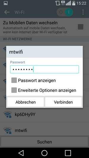 Geben Sie das WLAN-Passwort ein und wählen Sie Verbinden
