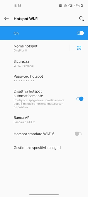 Il telefono è ora pronto per essere usato come modem