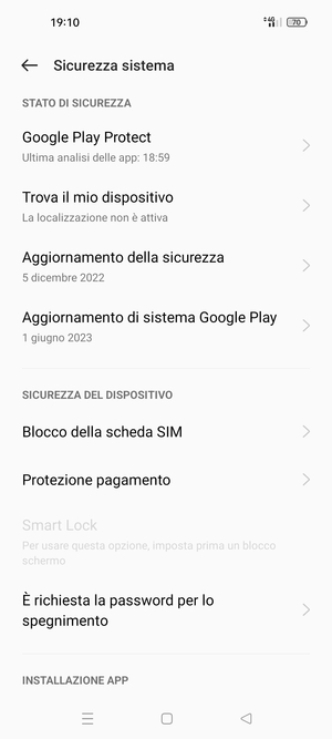 Seleziona  Blocco della scheda SIM