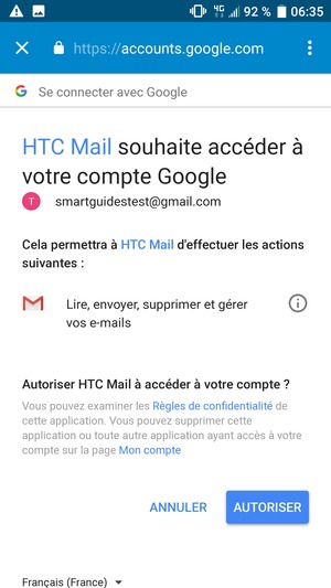 Sélectionnez AUTORISER