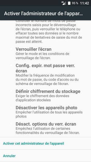 Faites défiler et sélectionnez Activer cet administrateur de l'appareil