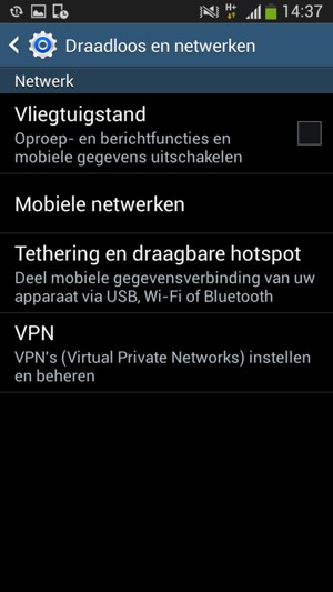 Selecteer Mobiele netwerken