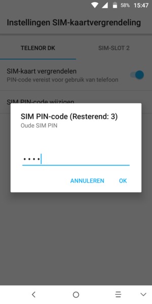 Voer uw Oude SIM PIN in en selecteer OK