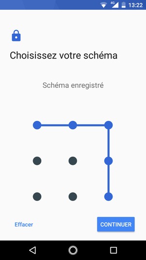 Dessinez un motif de déverrouillage et sélectionnez CONTINUER