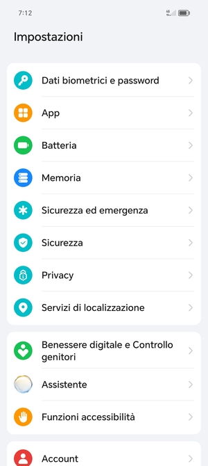 Scorri e seleziona Sicurezza