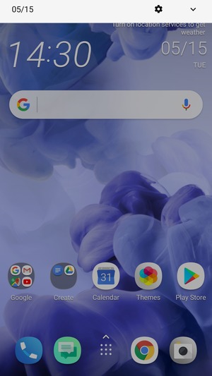Slide down the top menu