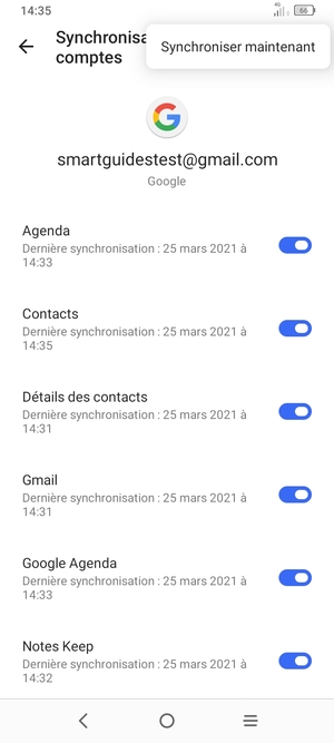 Sélectionnez Synchroniser maintenant