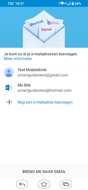 Selecteer BRENG ME NAAR GMAIL
