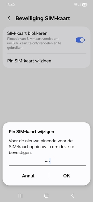 Bevestig uw nieuwe pincode voor de SIM-kaart en selecteer OK