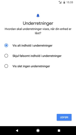 Vælg din foretrukne mulighed og vælg UDFØR