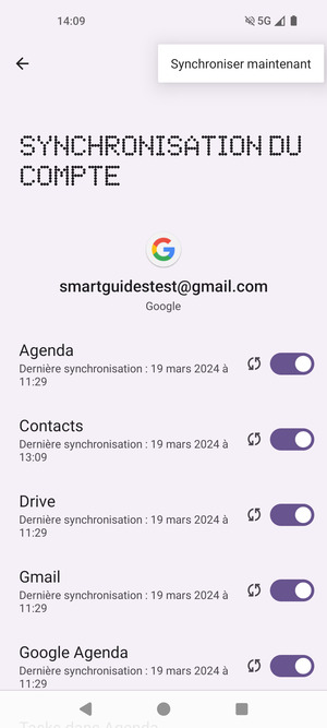 Sélectionnez Synchroniser maintenant